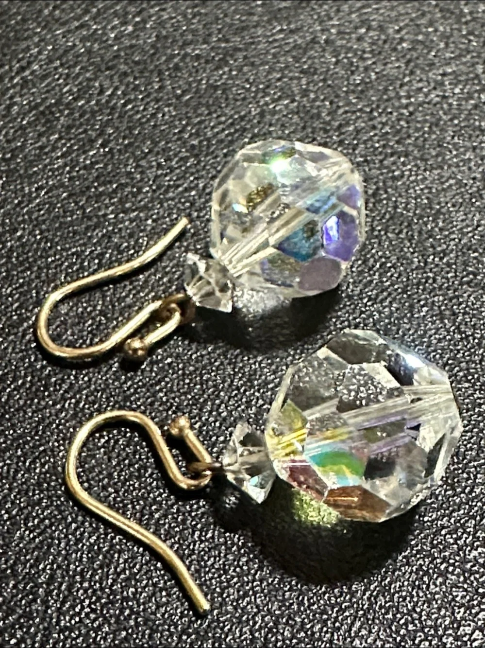AB Faceted Crystal 14k Gold-plate Wire Back Drop Earrings
